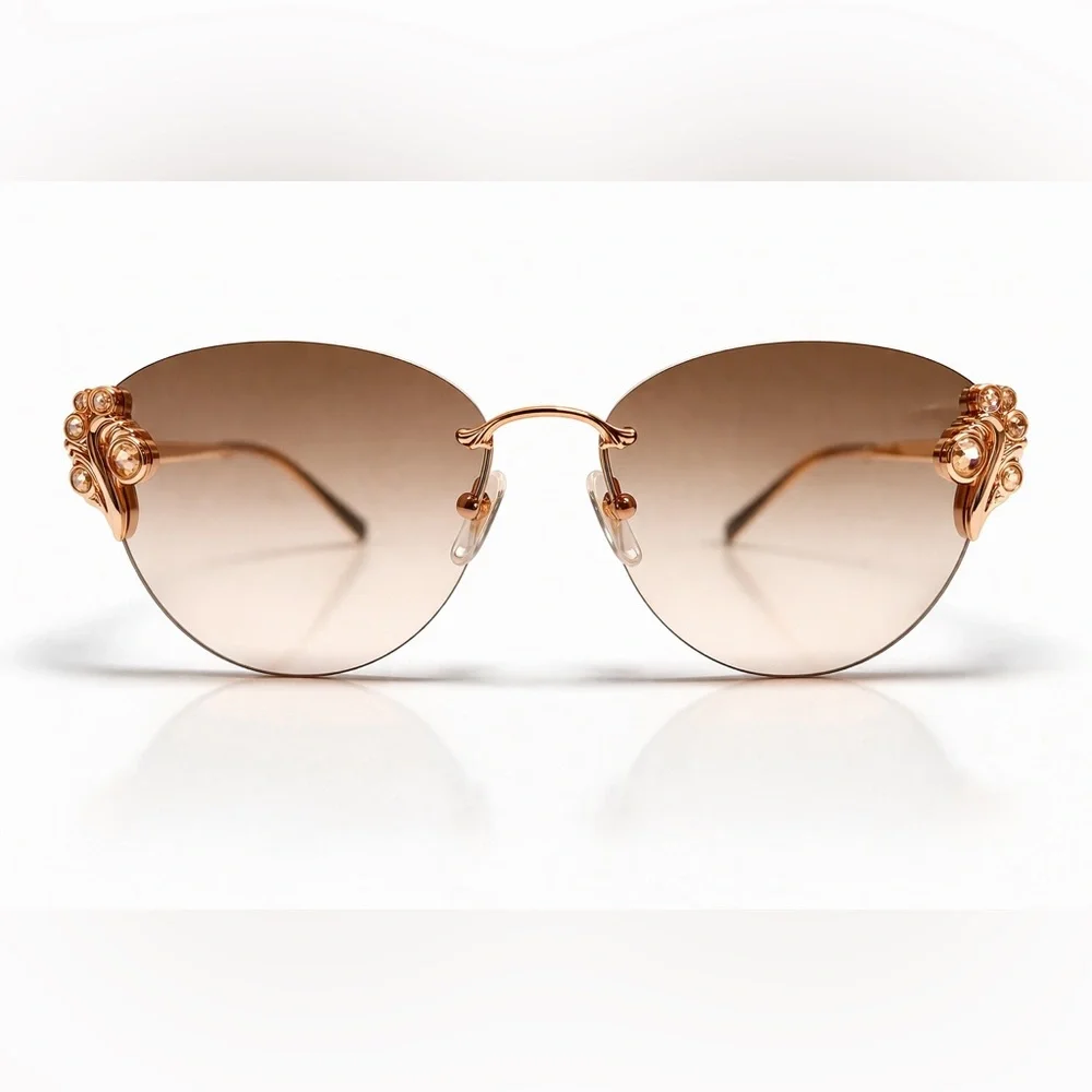 Versace VE2196B Rose Gold Cat Eye Sunglasses with Brown Gradient Lenses